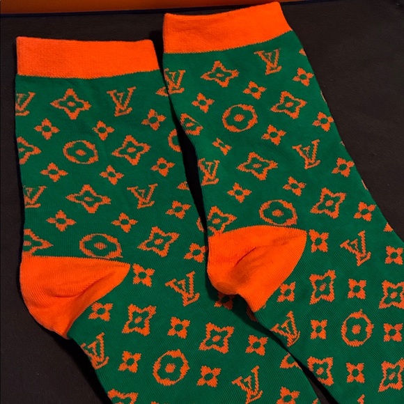 Louis Vuitton Green and Orange Patterned Socks - Picture 2 of 3